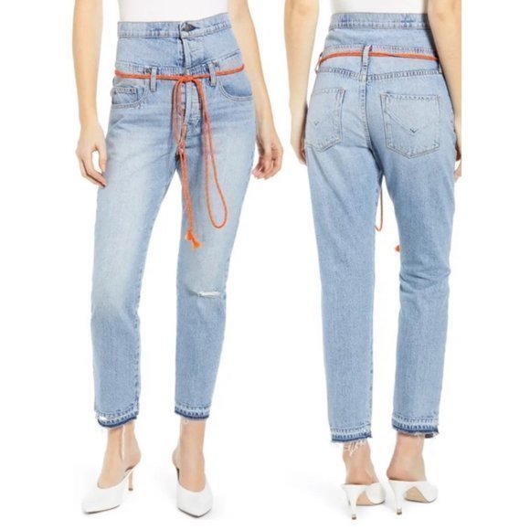 Hudson JESSI BOYFRIEND JEANS Distressed HIGH WAIST Released HEM Size 26 - Picture 3 of 7